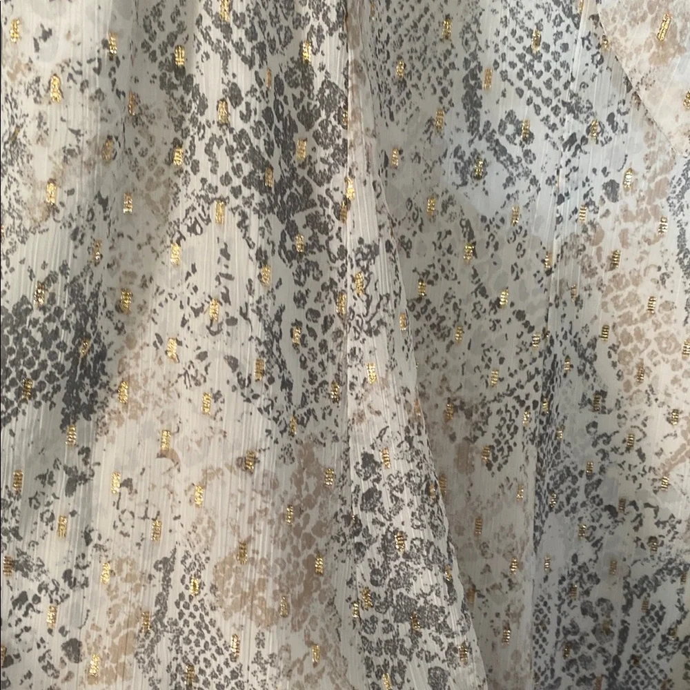 Chico's Elegant Metallic Snakeskin Print Midi Skirt